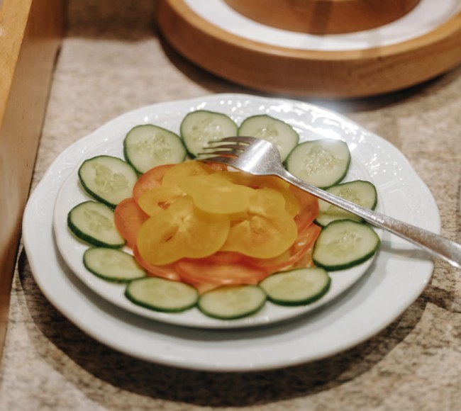 Gemüseauswahl beim Frühstücksbuffet im 3 Sterne Hotel Garni Tannenhof