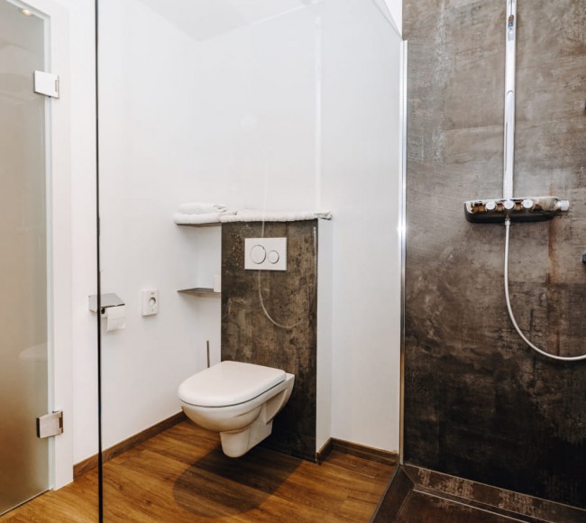 WC und Dusche im Badezimmer 